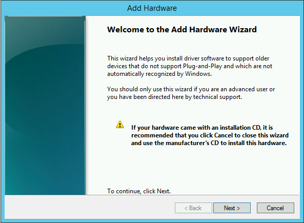 Windows: add hardware