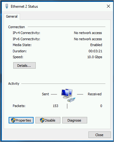 Ethernet 2 status