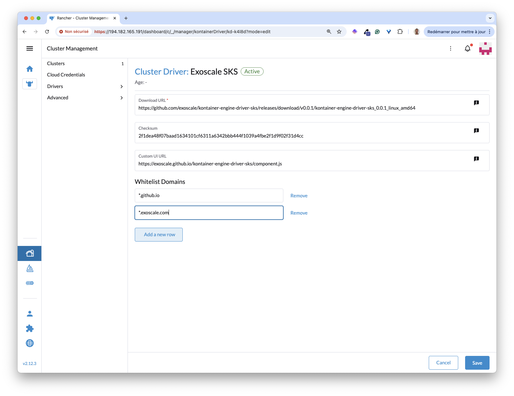 Adding cluster driver